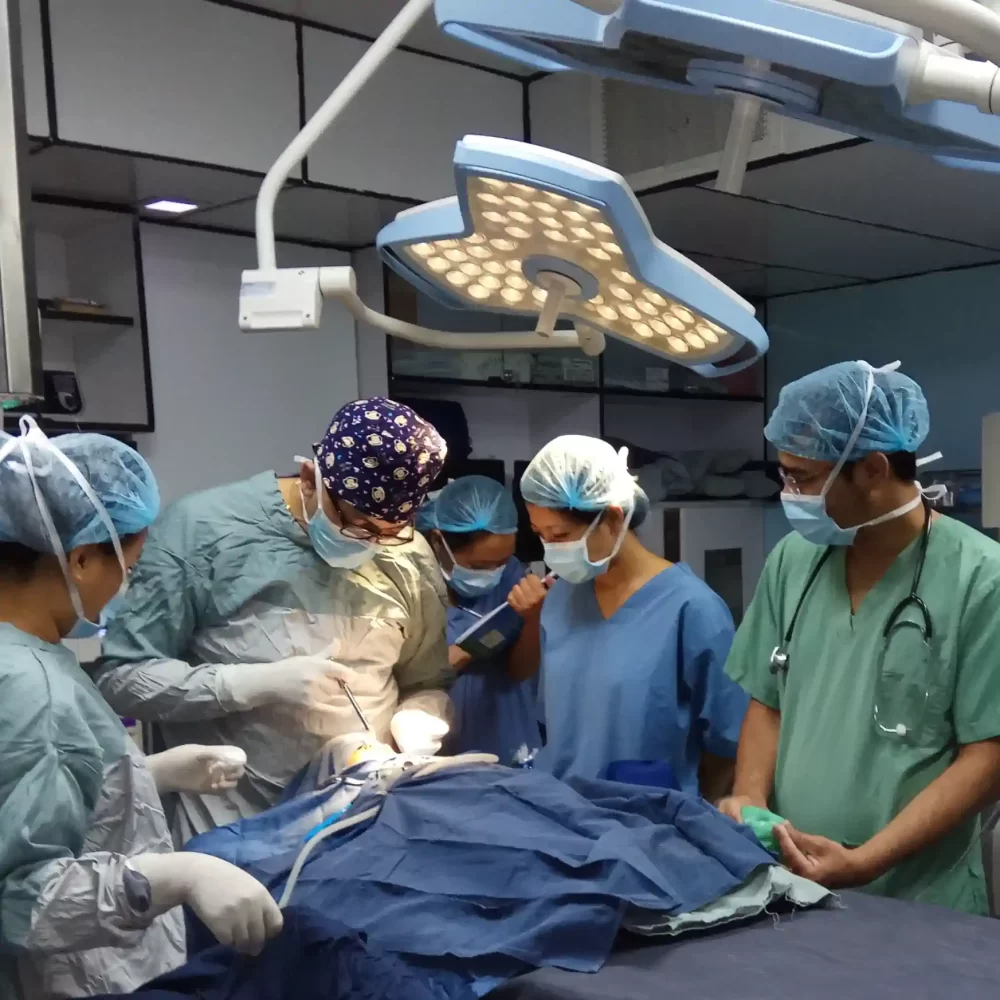 Surgery going on.