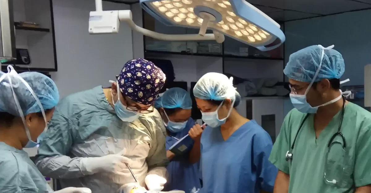 Surgery going on.